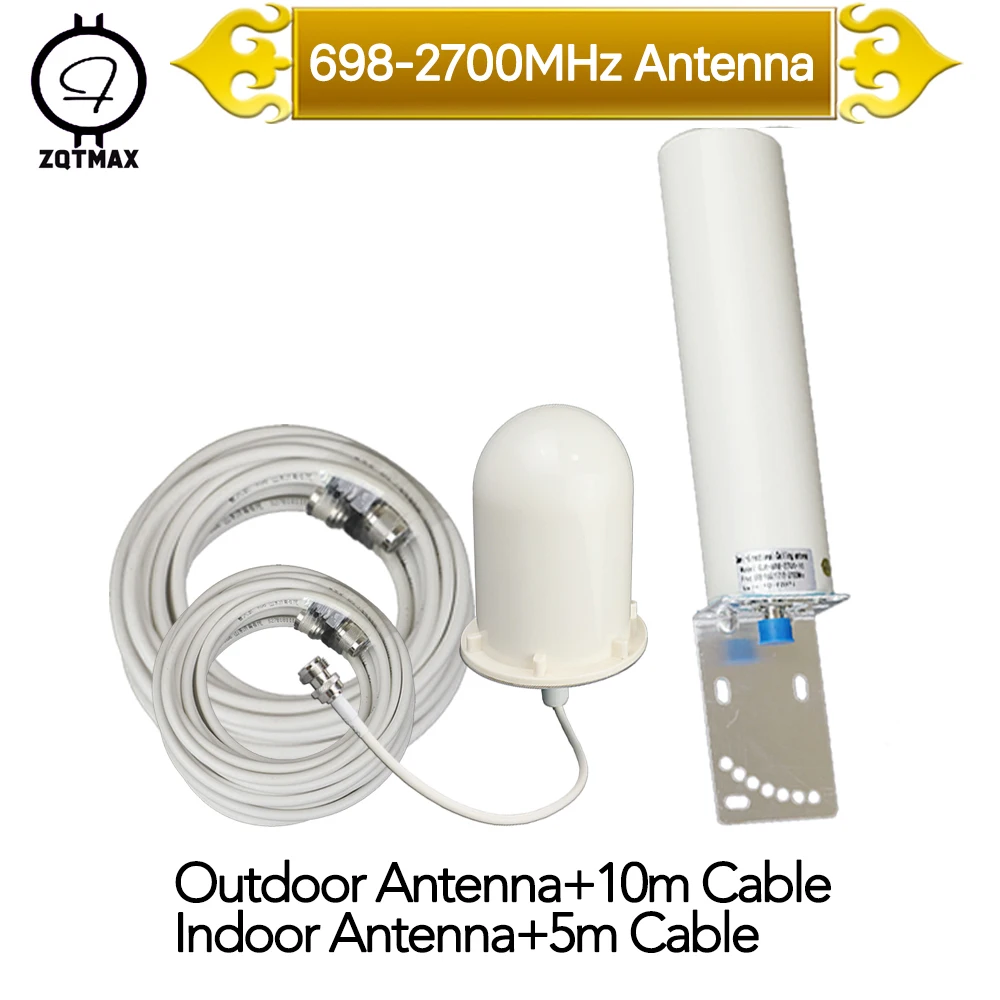 ZQTMAX 2g 3g 4g Antenna for Tri Band mobile Signal Booster 900 1800 2100 2600 UMTS LTE Cellular amplifier and Coaxial cable