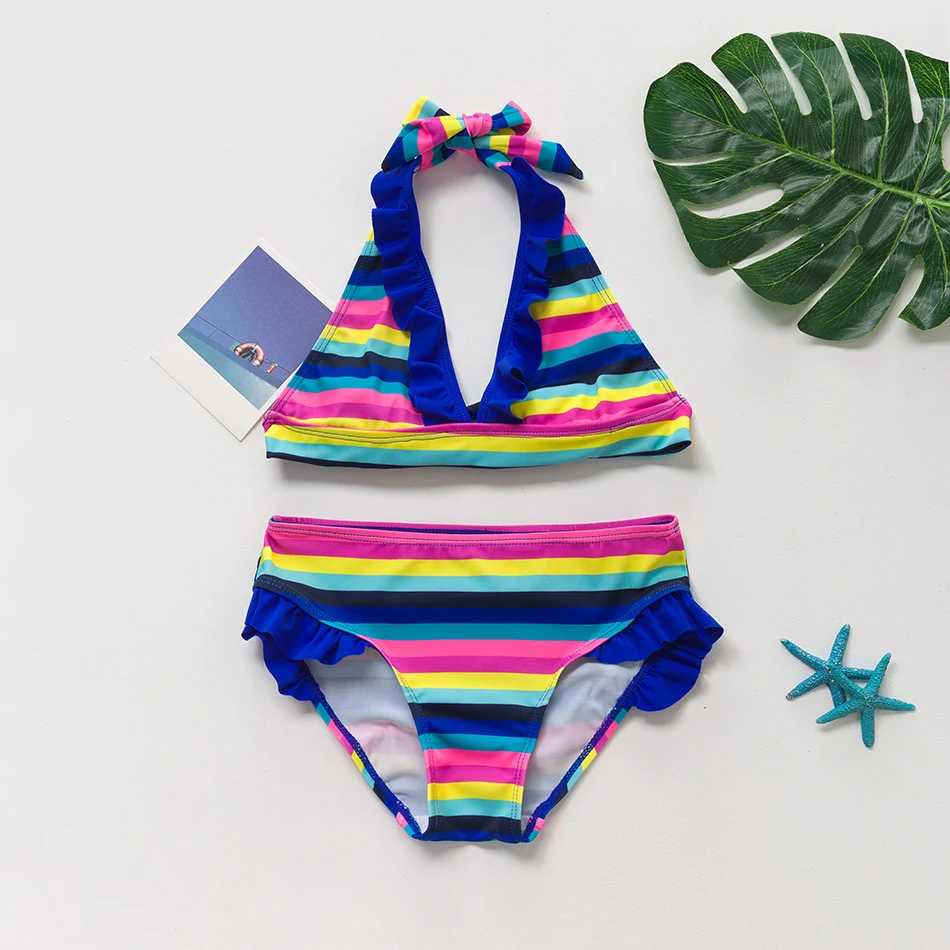 

2020 summer Girl Swimsuit Two Pieces Children's Swimwear Swim Suits Children Split Hollow Bikini Sets Bathing Suit