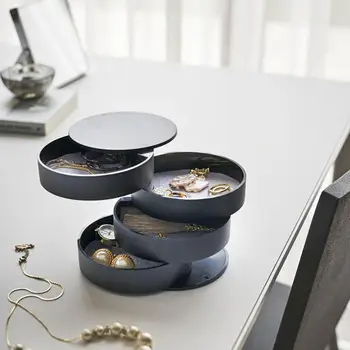 

Jewelry Organizer Box 4 Layers Tower Rotating Earrings Rings Storage Beauty Case Woman Display Case Men Storage Organizer