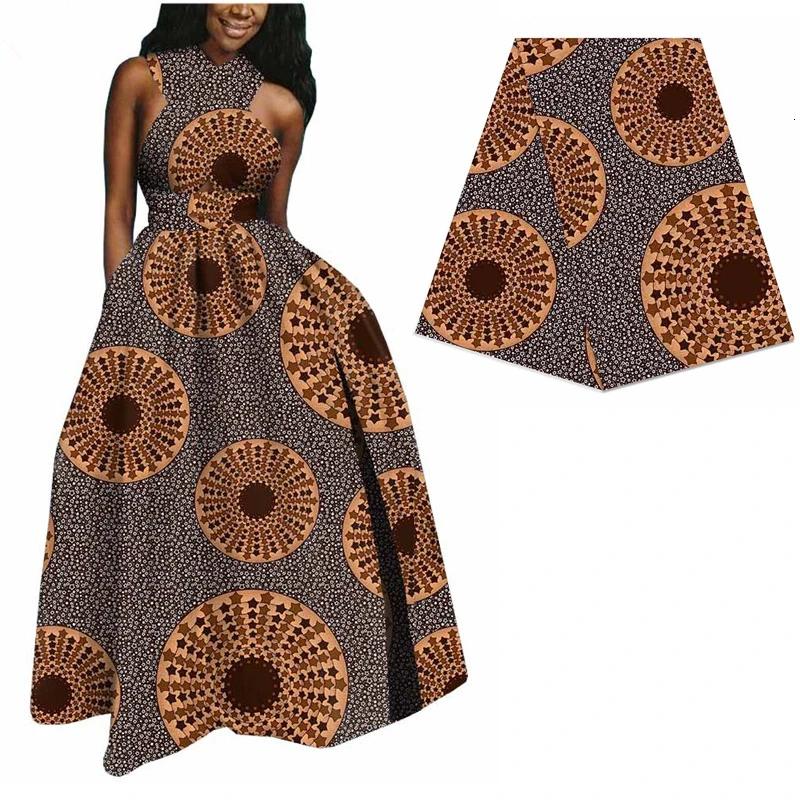 Круглая принтованная африканская настоящая вощеная ткань Анкара для женщин вечернее платье дизайн нигерийская голландская настоящая восковая ткань 311