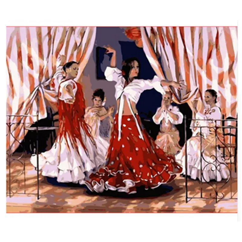 

Painting By Numbers DIY Dropshipping 40x50 60x75cmSpanish beautiful dance grou Figure Canvas Wedding Decoration Art picture Gift