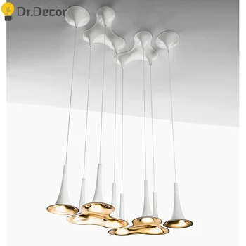 

Post-modern Designer PP Zinc Alloy White LED Pendant Lights Nordic Kitchen Hanging Lamps Bar Office Decor Pendant Lamp Luminaria