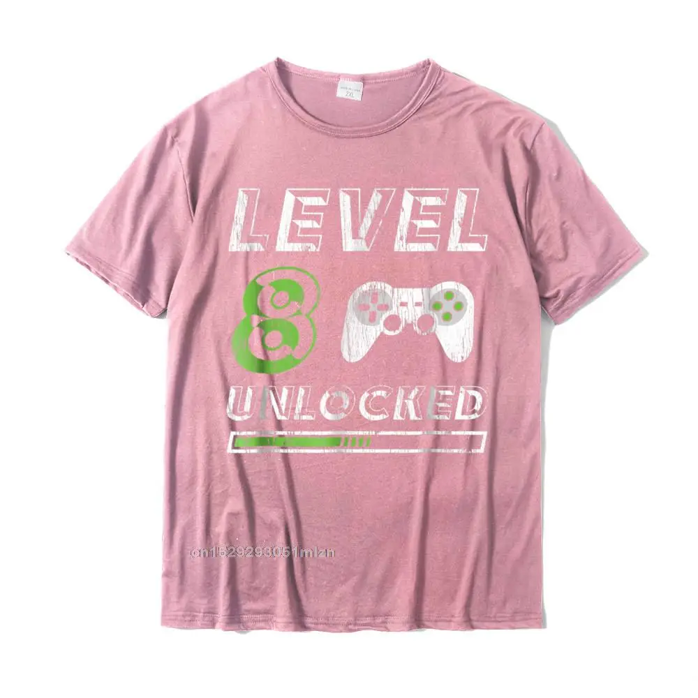 Printed On O Neck T-Shirt Summer Tees Short Sleeve 2021 Hot Sale 100% Cotton Slim Fit Tops Tees Crazy Men's Drop Shipping Level 8 Unlocked - 8 Year Old Gamer Funny Birthday T-Shirt__3750 pink