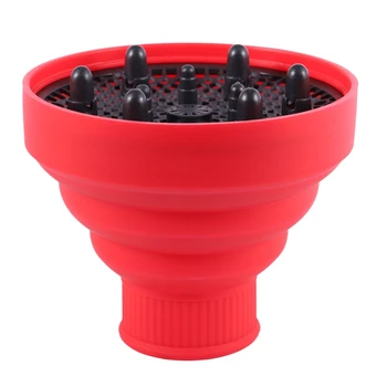 

Fashion Hair Dryer Diffuser Cover Foldable Hair Dryer Hood Blower Hairdressing Salon Curly Styling Hair Care—Red