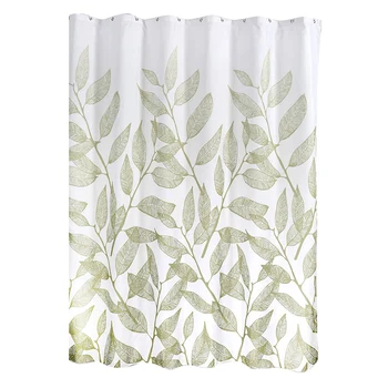 

Green Plant Leaf Print Shower Curtains for Bathroom Waterproof Polyester Fabric Bath Curtain-ABUX