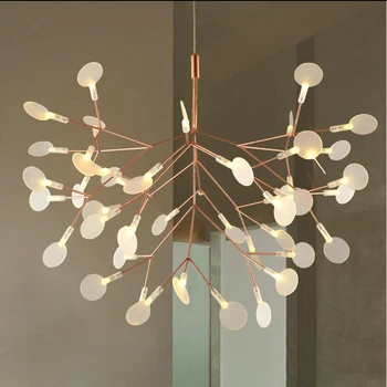 

Postmodern Led Chandeliers Lighting Fixtures Branch of Leaves Lustre Firefly Decor Hanging Lamp Living Room Restaurant Loft Lamp