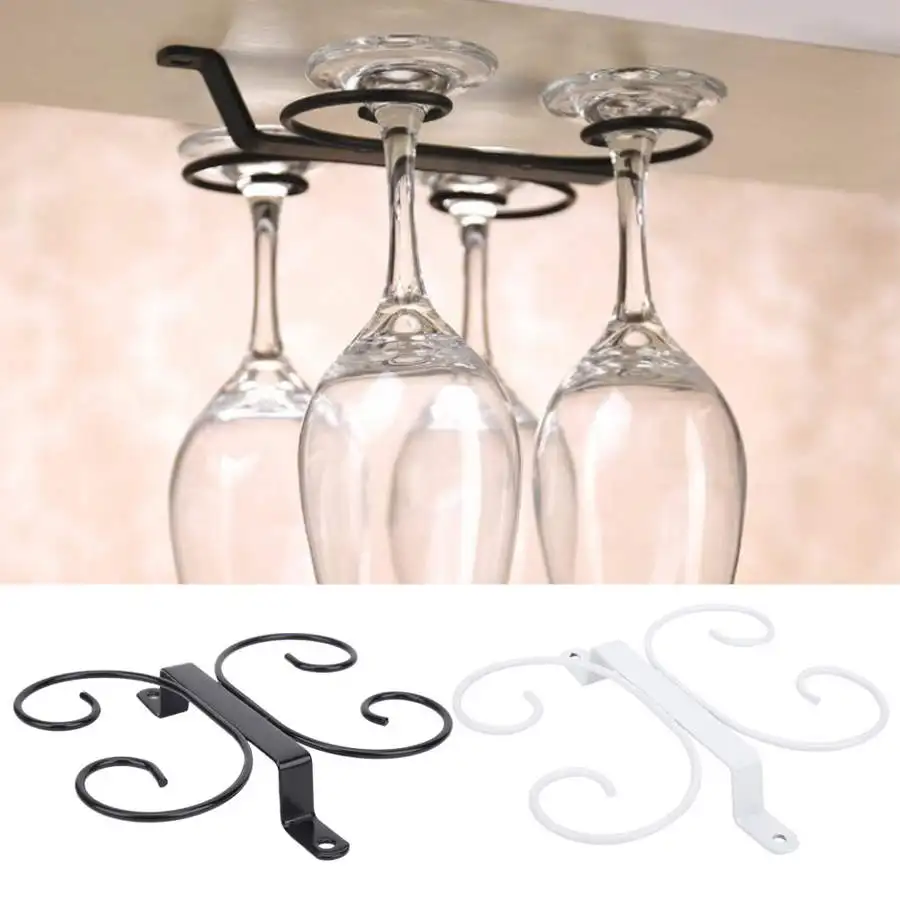 Retro Wall Wine Glass Rack Cup Holder Upside Down Holder Hanger Hanging Shelf Home Kitchen Bar Decor Multifunctional Shelves