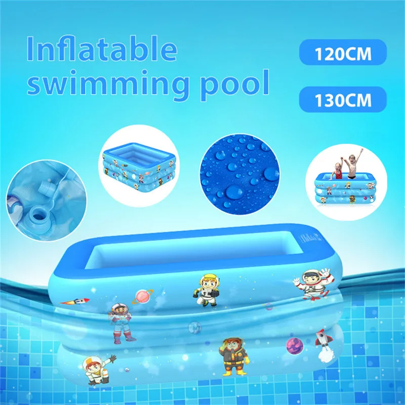120/130cm Inflatable Swimming Pool Square Kids Children's Home Use Paddling Pool Portable Foldable Children Baby Bathing Tub