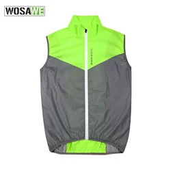 Wosawe Riding Reflective Vest Outdoor Running Bicycle Breathable WindStopper Sleeveless Vest Night Coat for Men Vest Pockeys