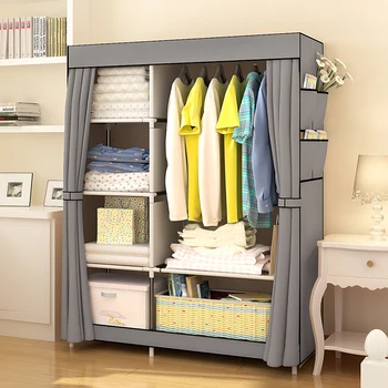 

Large Multifunctional Non-Woven Cloth Wardrobe Closet Portable Folding Dustproof Waterproof Clothing Storage Cabinet Furniture