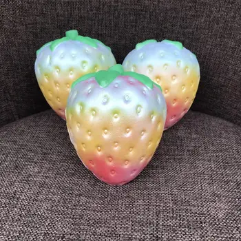 

Cute Rainbow Strawberry Stress Relief Decor Squeeze Funny Slow Rising Kids Toy Home Decoration
