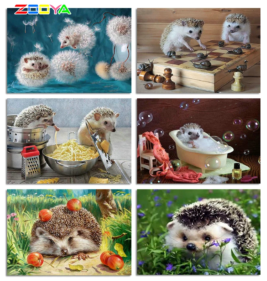 Набор для алмазной вышивки Ежик ZOOYA 5D мозаика с изображением животных крестиком