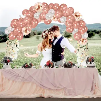 

132pcs Rose Gold Balloon Chain Set Sequin Combination Arched Balloon Door Holiday Party Decoration For Baby Shower Wedding Birth