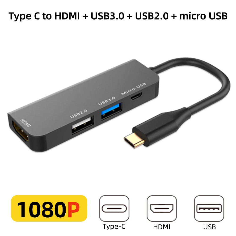 

USB C HUB Type C To 4K HDMI Hub USB 3.0 USB2.0 Adapter Micro USB Charging Port Micro USB Adapter Hub USB Splitter For Tablets