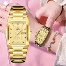 Relógio feminino wwoor 2021 novo cheio de ouro relógio criativo aço pulseira relógio senhoras quartzo à prova dwaterproof água relógio feminino relogio feminino