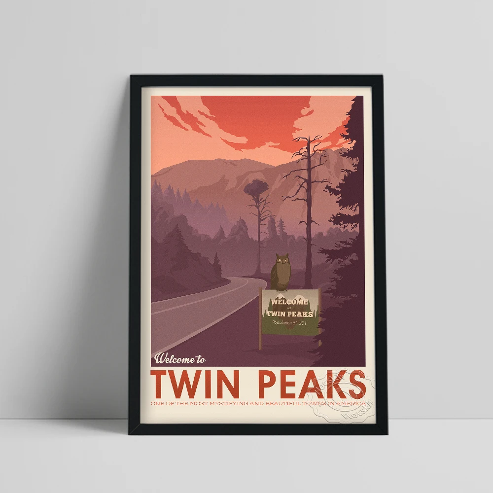 

Twin Peaks TV Series Show Vintage Poster, American Teleplay David Lynch Art Prints, Travel City Landscape Wall Picture Decor