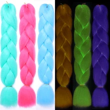 LISI HAIR 24 Lnch/100 г однотонная Люминесцентная синтетическая гигантская Скорпион в темноте волосы мягкая плетёная наращивание волос
