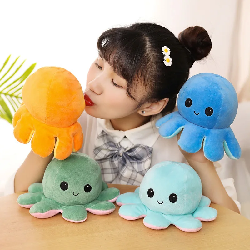 

Octopus Plush Toy Soft Gift Cute gato Flip Christmas Peluche Pulpo Reversible Stitch Stuffed Animals Pieuvre RÃ©versible