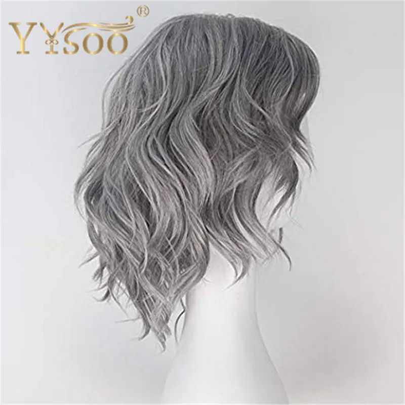 YYsoo, Мстители, Quicksilver Pietro Django Maximoff, парики для косплея, унисекс, короткие кудрявые волны, серебристо-серый цвет, синтетический парик для косплея
