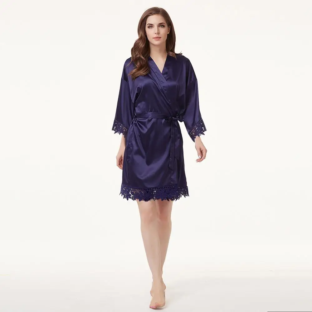 A9007 Wedding mother of the bride Lace Satin women Lace morning Bridesmaid robe