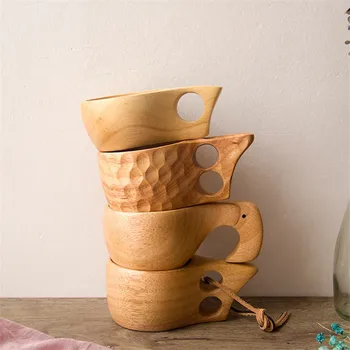

New Chinese Portable Wood Coffee Mug Rubber Wooden Tea Milk Cups Water Drinking Mugs Drinkware Handmade Juice Lemon Teacup Gift