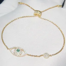 Браслет из стерлингового серебра 925 пробы с бусинами "Счастливый глаз", браслет с белыми фианитами и кристаллами, цепочка для женщин, модный браслет с голубыми глазами