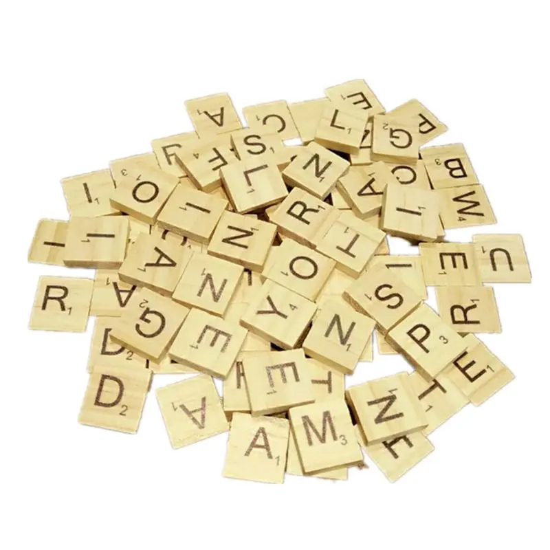 

200 Pieces Scrabble Crossword Game Wooden Learning Letters Words Educational Gift Child DIY Scrabble Tiles