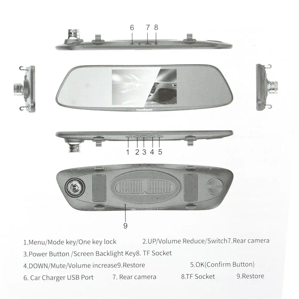 F3 HD Автомобильный видеорегистратор с двумя объективами 5,0 дюймов 170 Автомобильная камера, Автомобильный видеорегистратор для автомобилей, передний и задний видеорегистратор, поддержка 32 ГБ