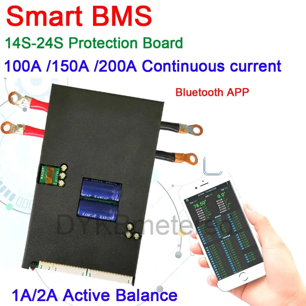 US $28.11 14S 24S 1A2A Active balance protection board 100A 150A 200A Smart Bluetooth APP BMS Lifepo4 liion LTO lithium Battery 16S 20S