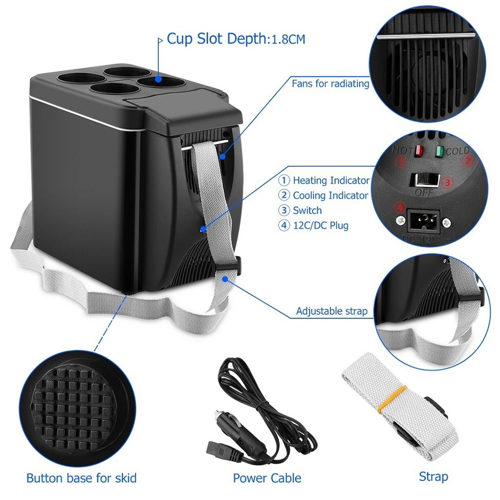 12V Refrigerator Heater 6L Mini Car Freezer Cooler & Warmer Summer Automobile Electric Fridge Portable Icebox Travel Freezer portable mini fridge