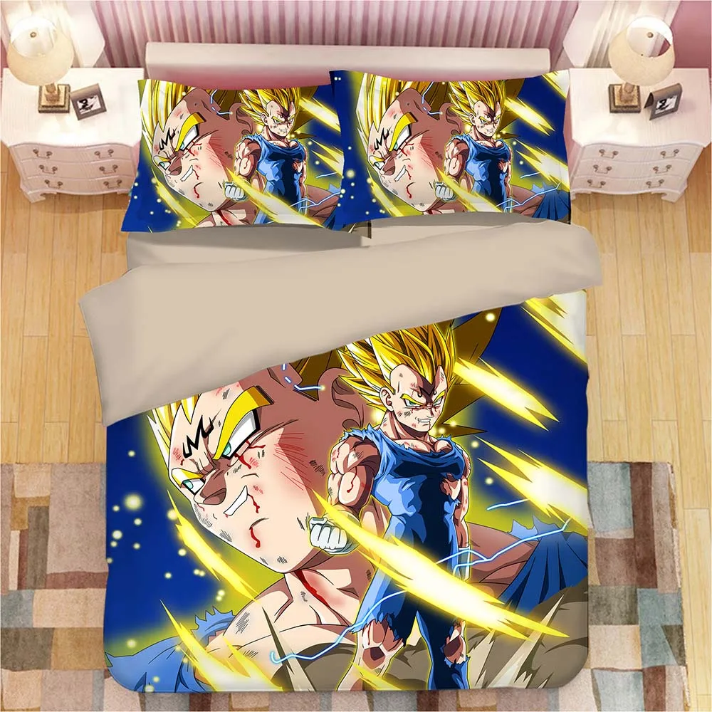 niños Fgolphd Juego de cama de Dragon Ball Goku 100% microfibra adecuado para niños funda nórdica y funda de almohada decoración del espacio 1,135 x 200 cm niñas 
