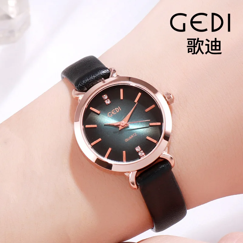 

Gedi Hot Sales Leather Belt Ladies' Watch Simple Measuring Wrist Gradient Color Mirror Fashion Watch Women's