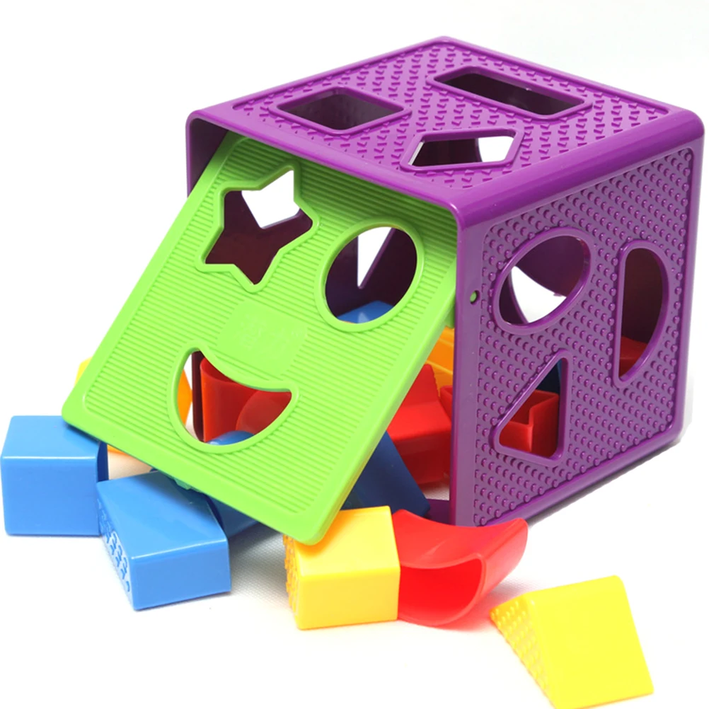 Baby Blocks Shape Sorter Toy Children's Blocks Includes 18 Shapes Color Toys 