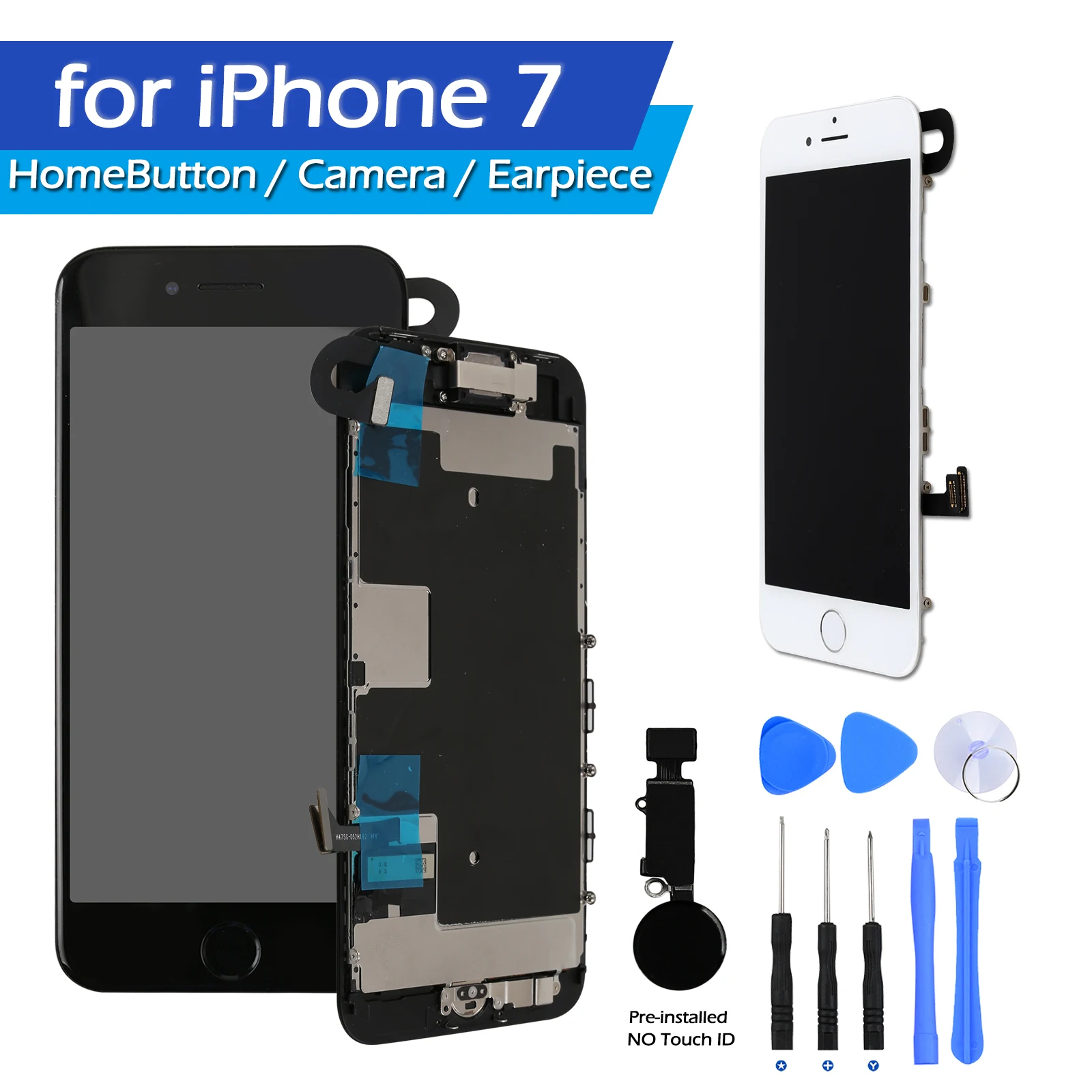 iPhone 7 Screen Replacement With Home Button LCD Touch Screen Digitizer Earpiece Speaker Assembly Display Tools for iPhone 7