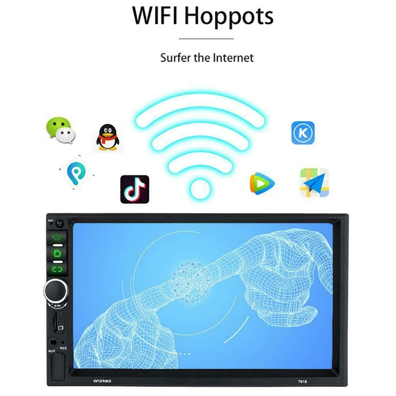 

Android 8.1 Car Stereo GPS Navi MP5 Player Double 2Din WiFi 7 Inch Quad Core BT with 4LED Cam