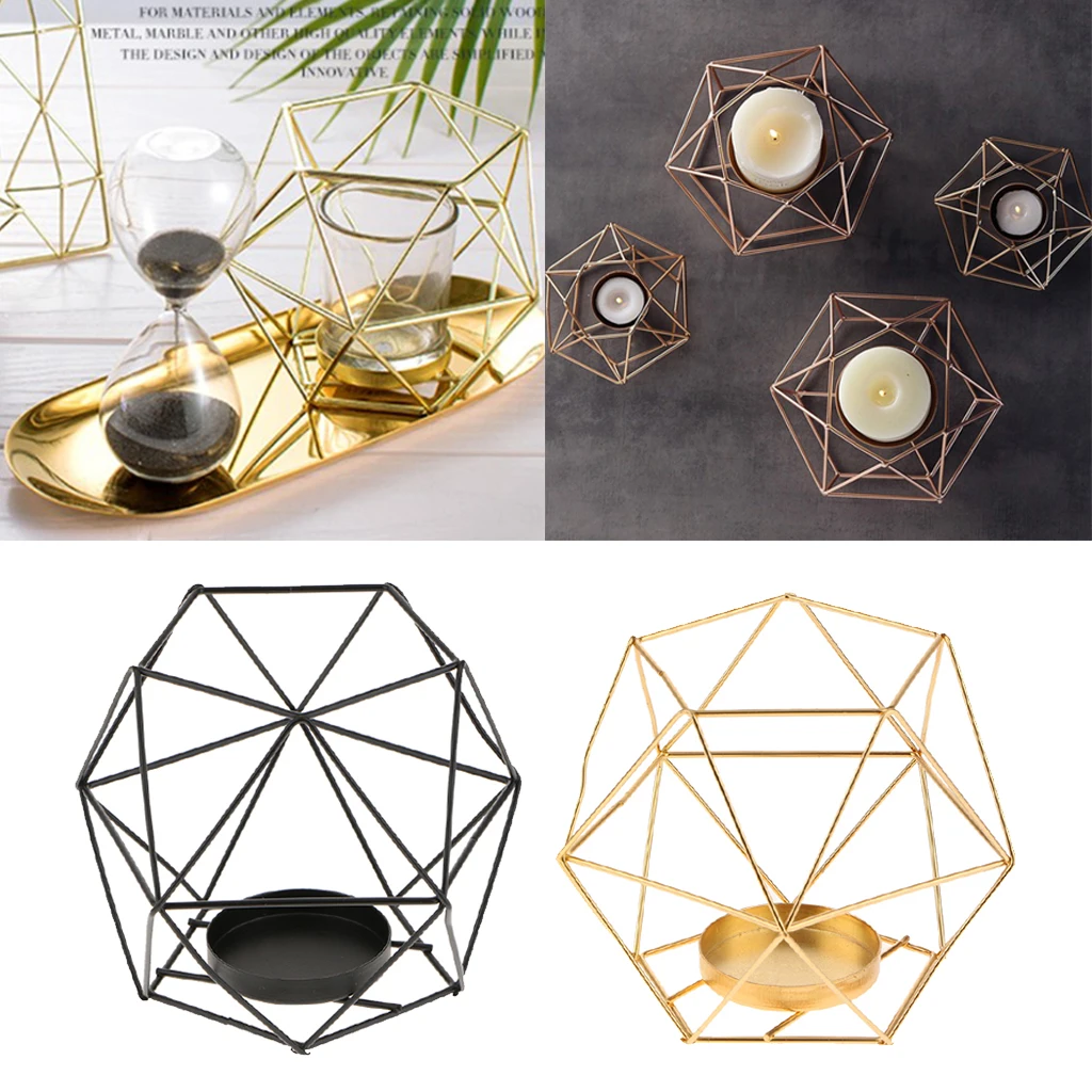 8x Nordic Style Geometric Candle Holder Iron Tea Light  Candlestick Tabletop