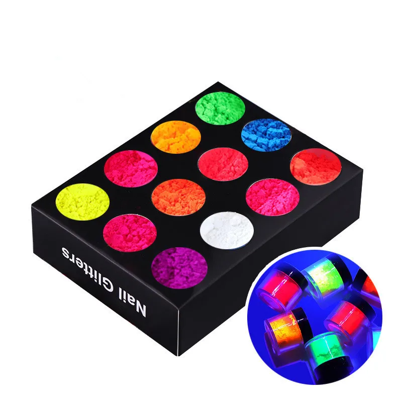 

High Quality New 12 Color Phosphor Series Set Laser Phototherapy Nail Polish Powder DIY Nail Sequins Nail Supplies Decoration