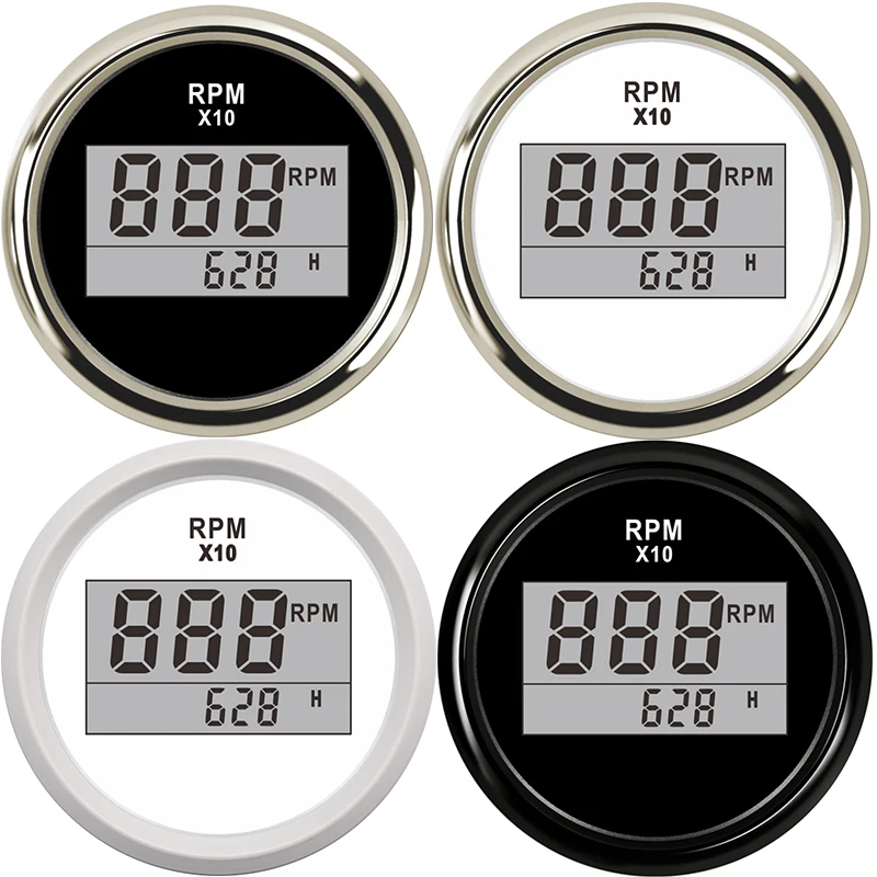 52 мм подвесной двигатель тахометр с часом 0~ 9990 об/мин Метр для морского автомобиля Тахометр мотоцикла цифровой спидометр