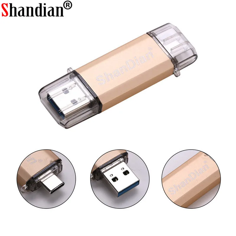 SHANDIAN USB 3 0 Type C OTG флеш накопитель Usb Флешка для мобильных телефонов/ПК 64 ГБ 32 16