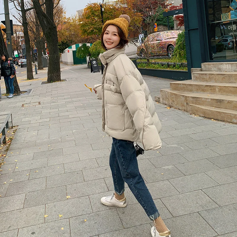 

Photo Shoot 2018 Winter New Style Korean-style Slimming Versatile Fold-down Collar Short down Coat Cotton Coat Women's