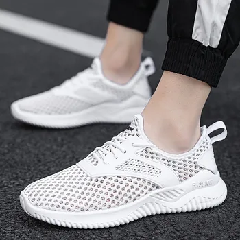 

Men's Fashion Sneakers Knitted Fabric Lightweight Running Walking Shoes Mesh Lace Up Breathable Soft Bottom Sneakers Loffers A30