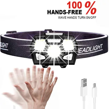

New Protable Headlight Outdoor LED Headlamp 7000Lumen Motion Sensor Ultra Bright HeadLamp USB Rechargeable Waterproof Flashlight