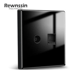 인터넷 소켓, RJ45 Cat5e 네트워크 콘센트, 케이블 위성 안테나 TV 신호 데이터 인터페이스, 3D 곡선 유리 패널 벽 소켓