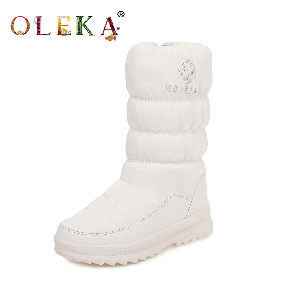 

OLEKA Warm Winter Women Boots Platform Pleated Round Toe Winter Boots Women Sweet Style Snow Boots Warm Faux Wool New AS270
