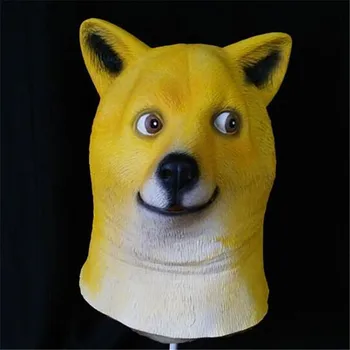 Hot Super Creepy Funny Head Doge 3d Latex Mask Cosplay Halloween