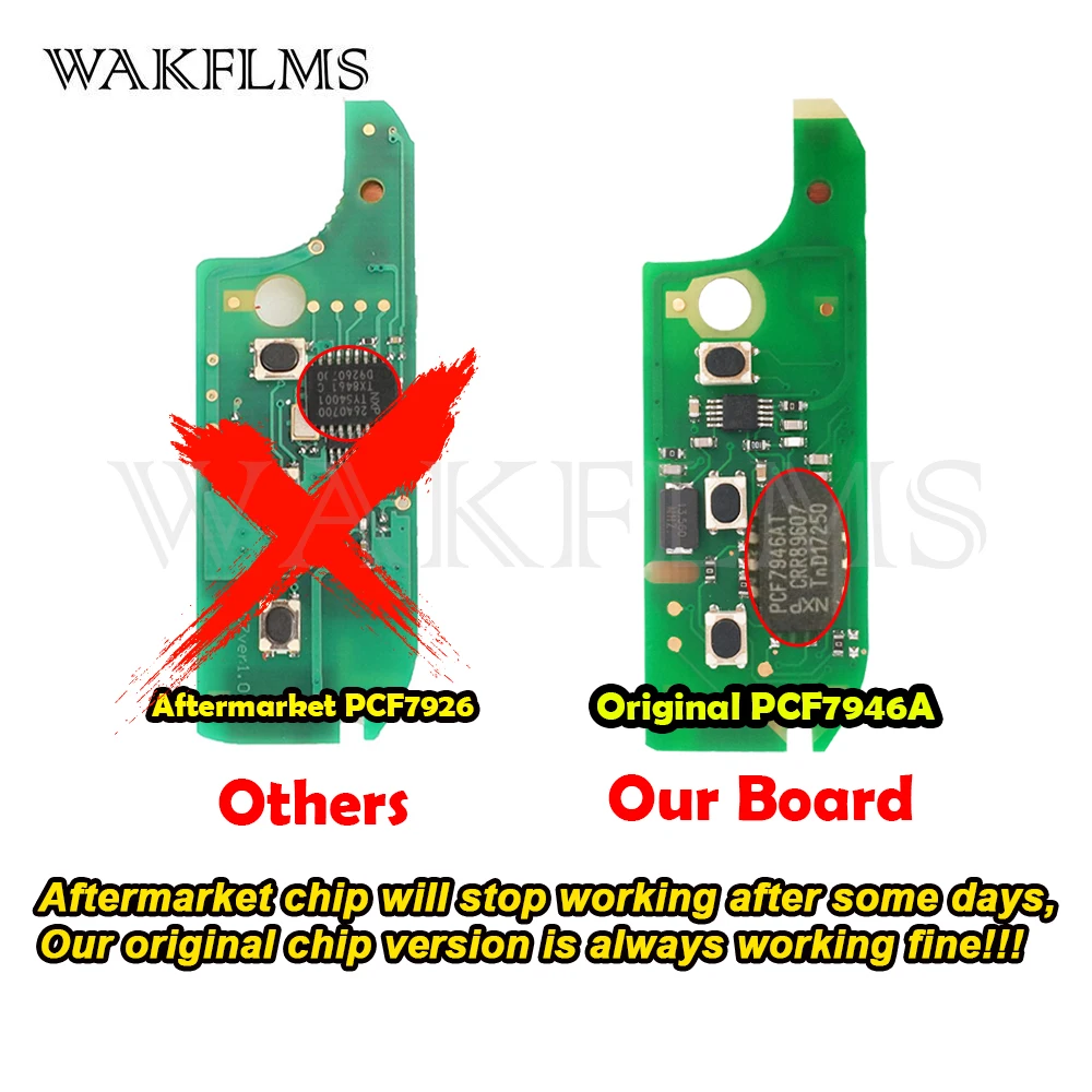 3 Button Remote Key Fob 433MHz ID46 for Fiat 500L MPV Ducato for Citroen Jumper for Peugeot Boxer 2008-2015 RX2TRF198 No Mark
