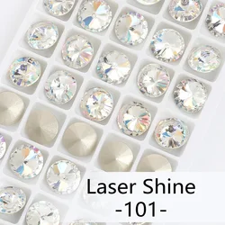 Blue Rose Mixed Round Crystal Glass Rhinestones for Craft and Clothing Decoration (Laser Shine)
