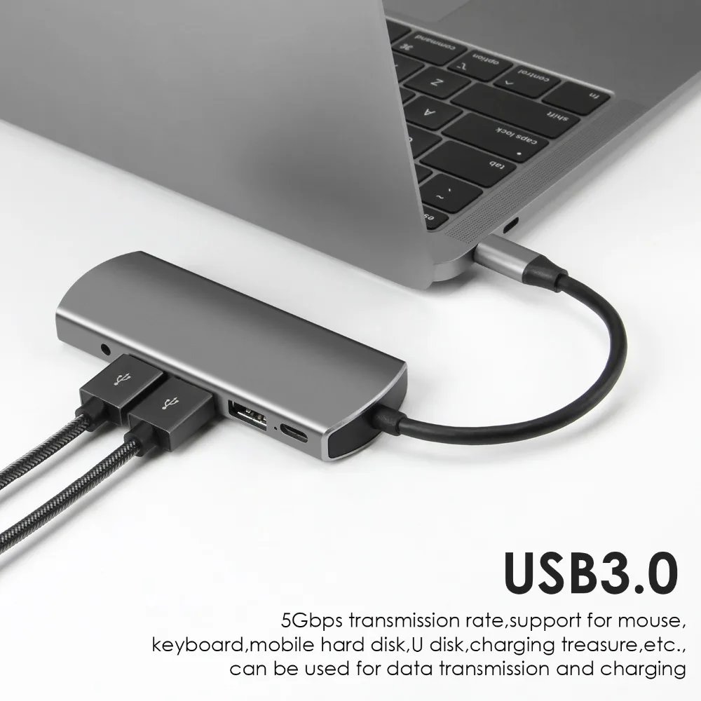 DeepFox USB C концентратор для Мульти USB 3,0 HDMI аудио разъем адаптер док-станция для MacBook Pro аксессуары с PD