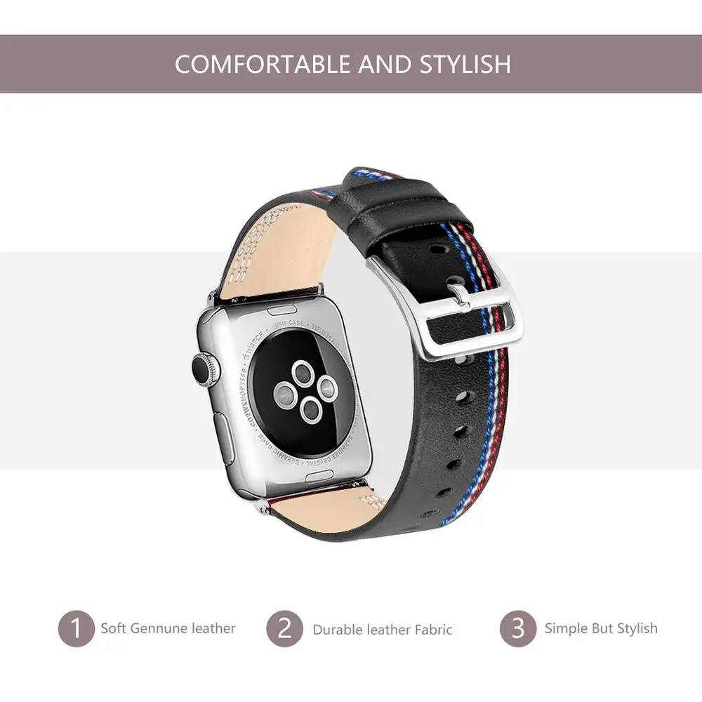 Joyozy высокое качество Бизнес ремешок для наручных часов для apple Watch Series 5/4/3/2/1 классический кожаный чехол для apple watch 38mm 40 мм 42 44 мм - Цвет ремешка: style 3 black