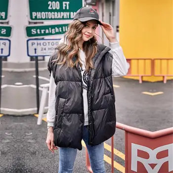 

2019 ZA Casual Down Vest Women's Fashion New Winter White Duck Down Stitching Cotton Clothes Down Jacket Simia Slim Down Jacket